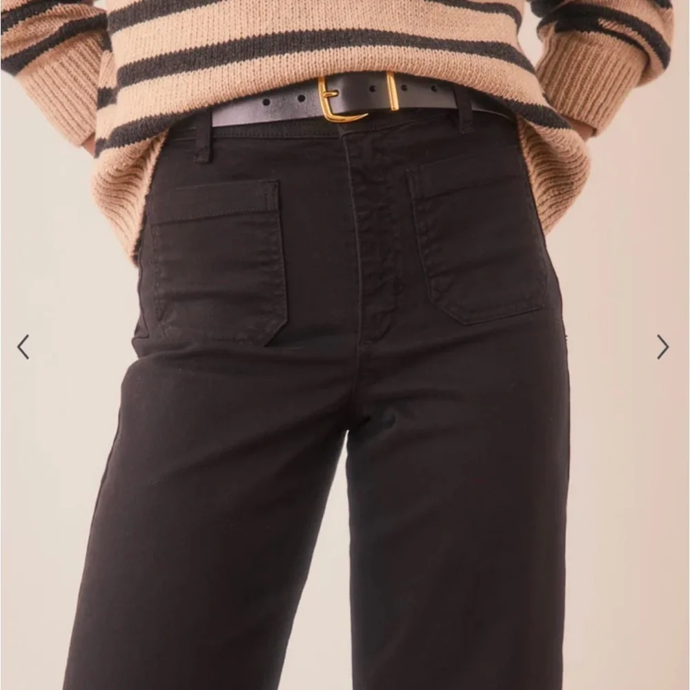 NWT Marine Layer Bridget Wide Leg Crop Pants in Faded Black SZ 10 - Picture 4 of 16